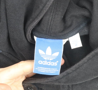 Adidas Men's Black Cotton Hooded Bomber Jacket Size M