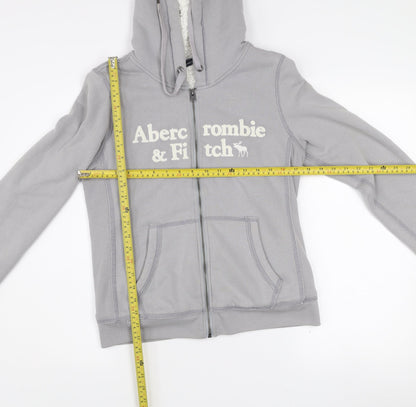 Abercrombie & Fitch Womens Grey Hooded Fleece Lined Zip Jacket S