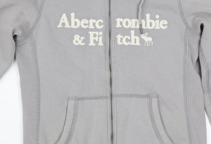 Abercrombie & Fitch Womens Grey Hooded Fleece Lined Zip Jacket S