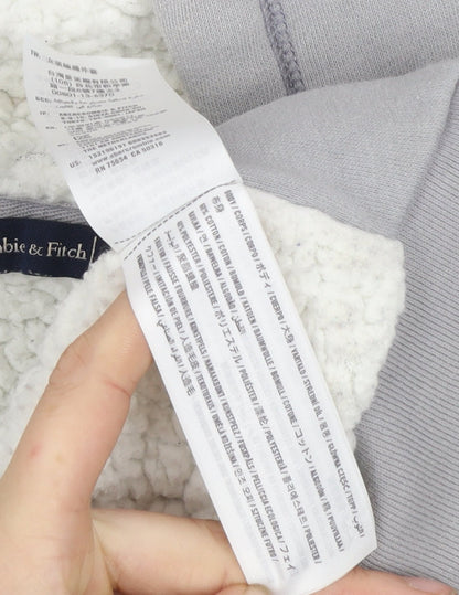 Abercrombie & Fitch Womens Grey Hooded Fleece Lined Zip Jacket S