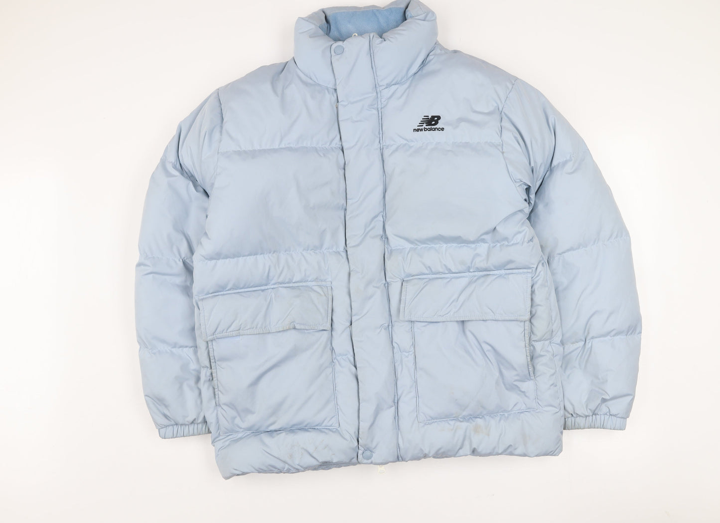 New Balance Women Blue L Puffer Jacket Winter Insulated Coat