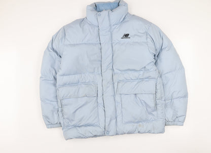 New Balance Women Blue L Puffer Jacket Winter Insulated Coat