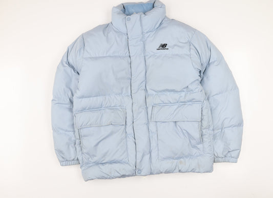 New Balance Women Blue L Puffer Jacket Winter Insulated Coat