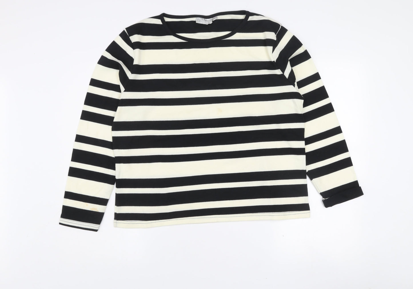JANIQUE Women’s Black White Striped Long Sleeve T-Shirt Size 16
