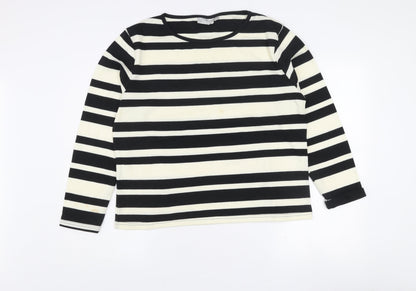 JANIQUE Women’s Black White Striped Long Sleeve T-Shirt Size 16