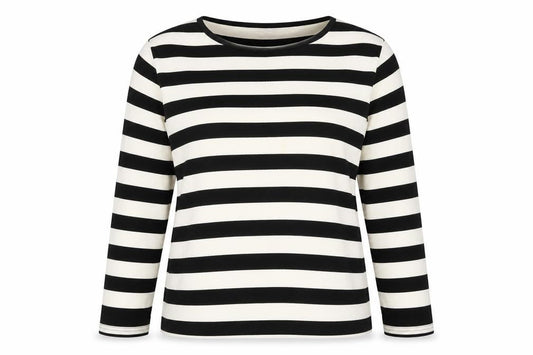 JANIQUE Women’s Black White Striped Long Sleeve T-Shirt Size 16