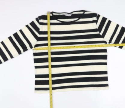 JANIQUE Women’s Black White Striped Long Sleeve T-Shirt Size 16