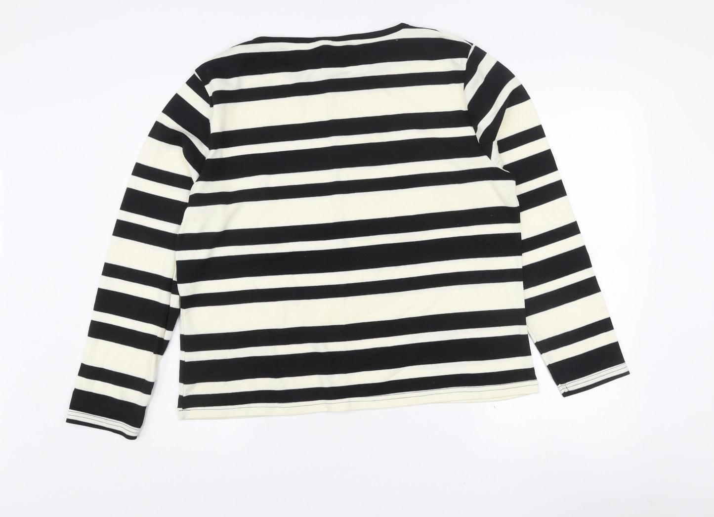 JANIQUE Women’s Black White Striped Long Sleeve T-Shirt Size 16