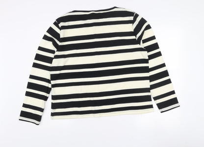 JANIQUE Women’s Black White Striped Long Sleeve T-Shirt Size 16