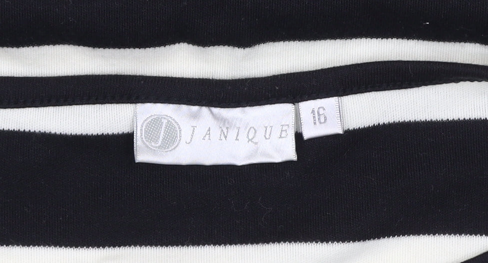 JANIQUE Women’s Black White Striped Long Sleeve T-Shirt Size 16