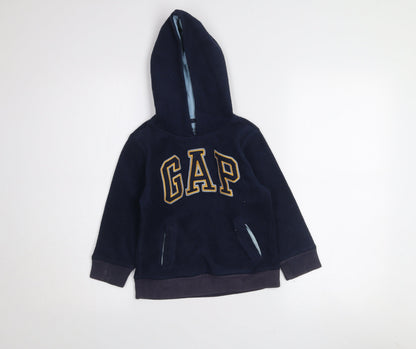 BabyGap Boys Navy Blue Pullover Hoodie Fleece 5 Years Athletic Dept Logo