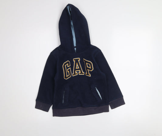 BabyGap Boys Navy Blue Pullover Hoodie Fleece 5 Years Athletic Dept Logo