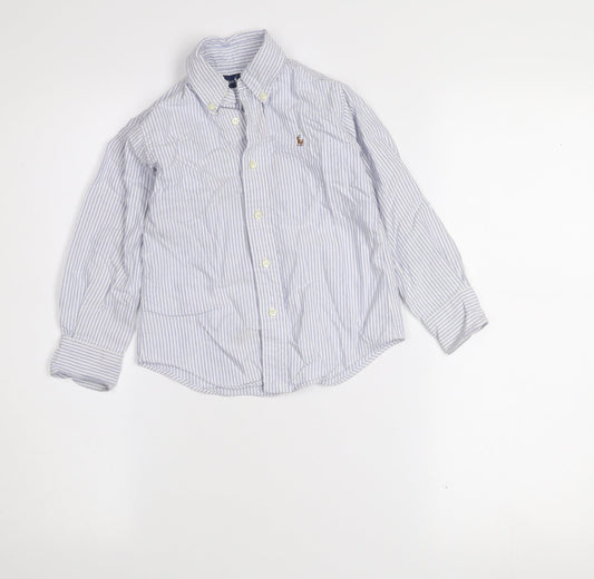 Ralph Lauren Boys Blue Striped Button-Up Long Sleeve Cotton Shirt 2 Years