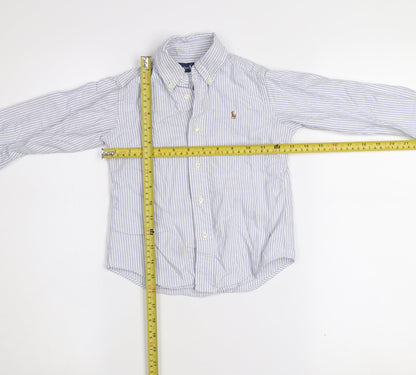 Ralph Lauren Boys Blue Striped Button-Up Long Sleeve Cotton Shirt 2 Years
