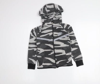 Nike Boys Grey Camouflage Hooded Full Zip Track Jacket Size 6 Years