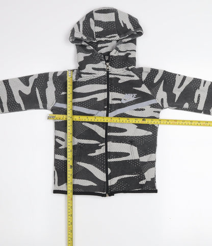 Nike Boys Grey Camouflage Hooded Full Zip Track Jacket Size 6 Years