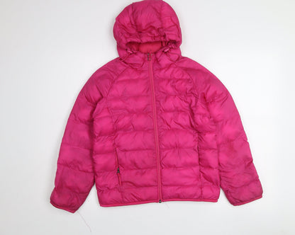 32 Degrees Girls Pink Hooded Puffer Jacket 9-10 Years Winter Coat Quilted