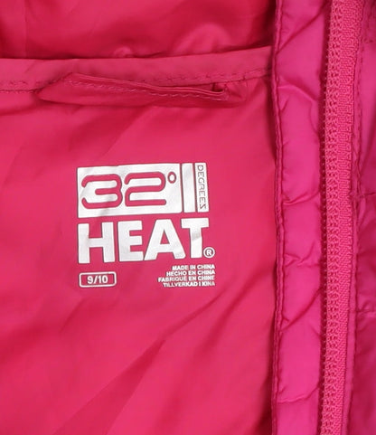 32 Degrees Girls Pink Hooded Puffer Jacket 9-10 Years Winter Coat Quilted
