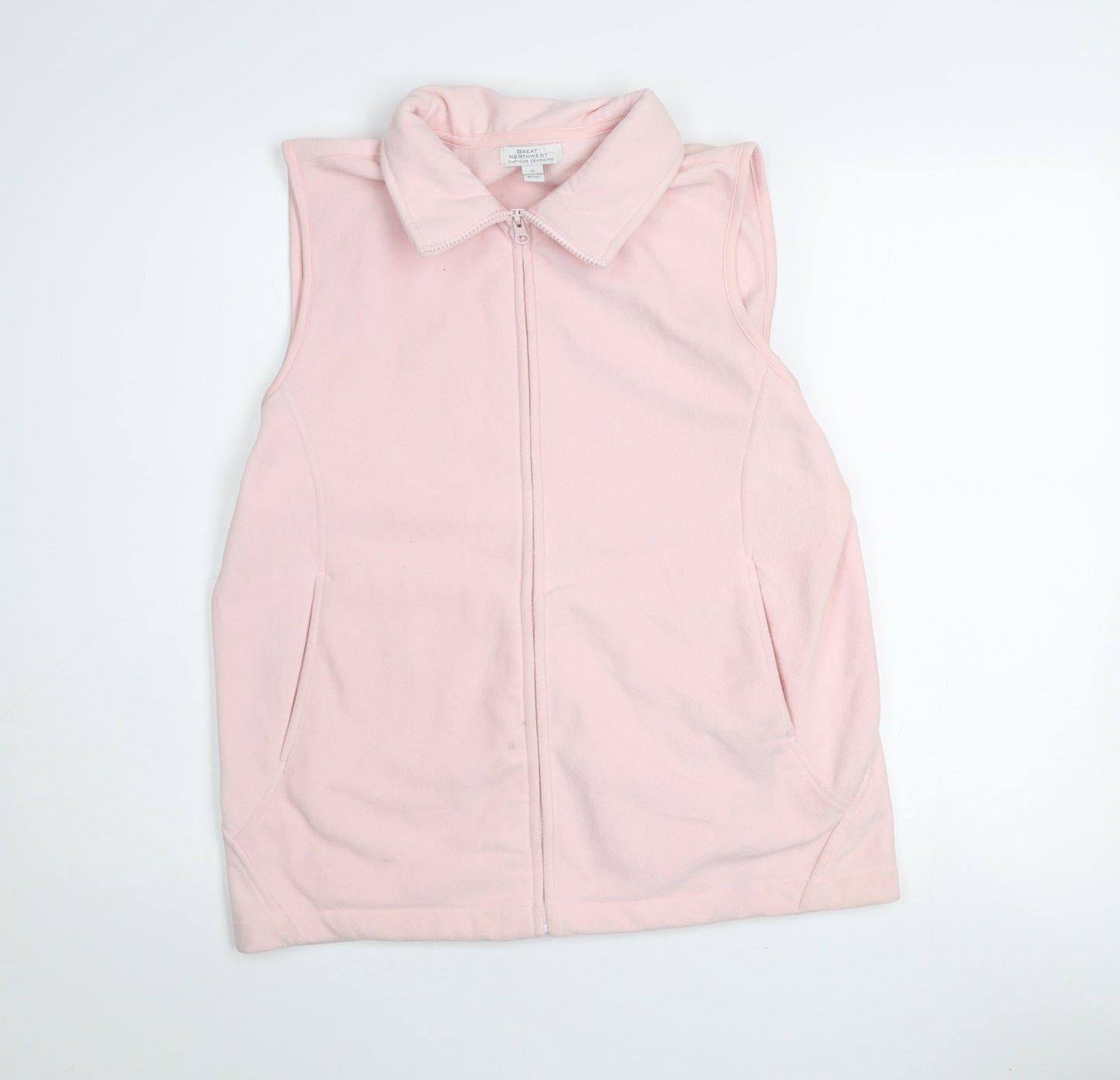 Great Northwest Womens Pink Fleece Waistcoat M Full Zip Pockets Casual