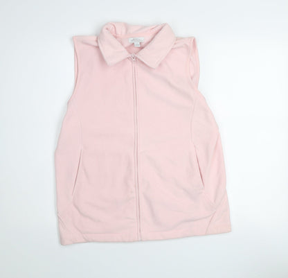 Great Northwest Womens Pink Fleece Waistcoat M Full Zip Pockets Casual