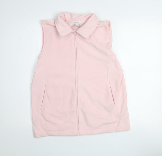 Great Northwest Womens Pink Fleece Waistcoat M Full Zip Pockets Casual