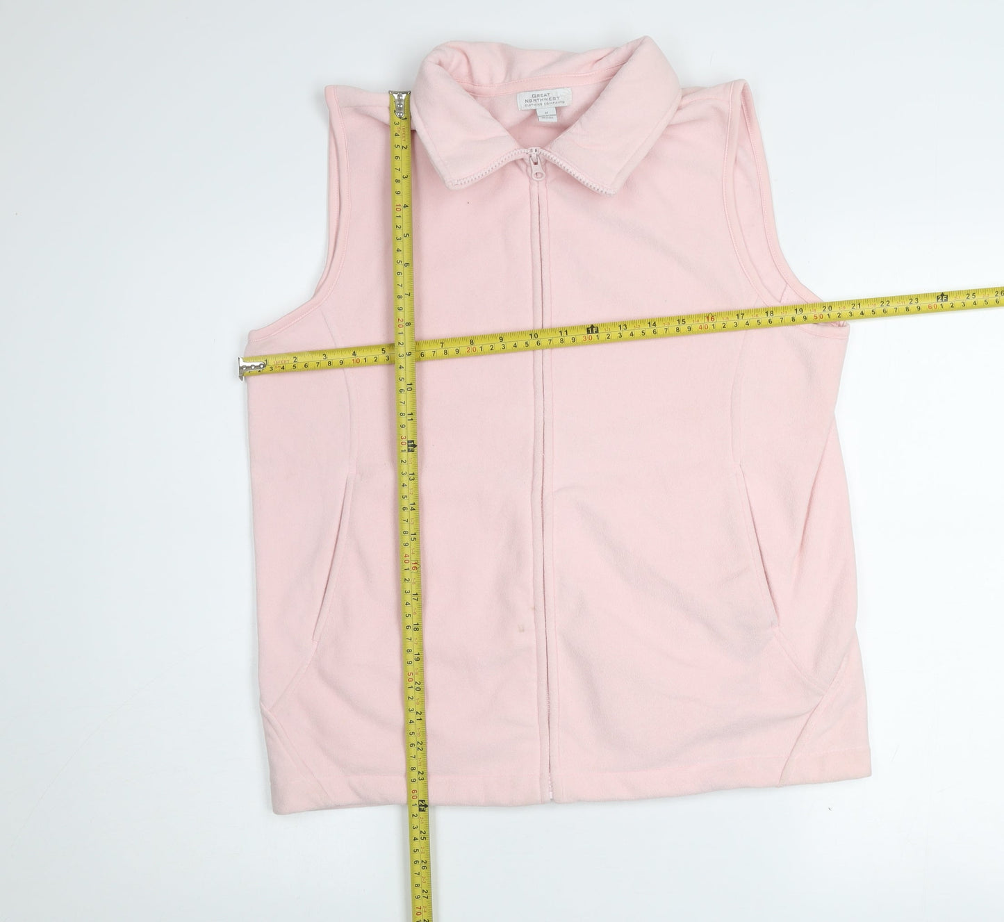 Great Northwest Womens Pink Fleece Waistcoat M Full Zip Pockets Casual