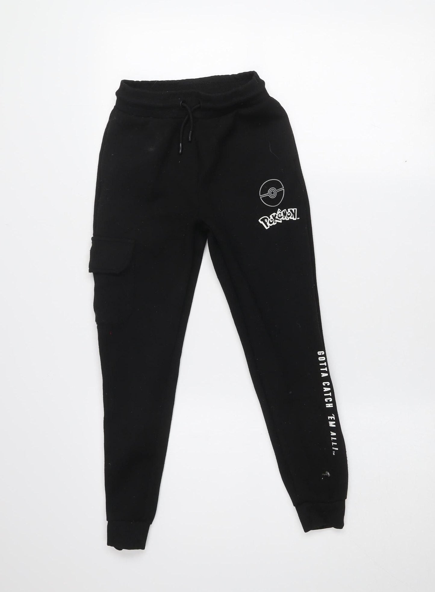 Pokémon Boys Black Jogger Sweatpants 9-10 Years Elastic Waist Tapered Fit