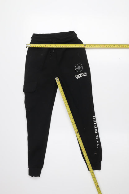 Pokémon Boys Black Jogger Sweatpants 9-10 Years Elastic Waist Tapered Fit