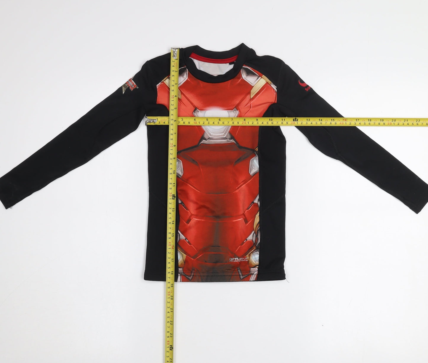 Sondico Boys Iron Man Long Sleeve Compression T-Shirt 7-8 Years Red Marvel