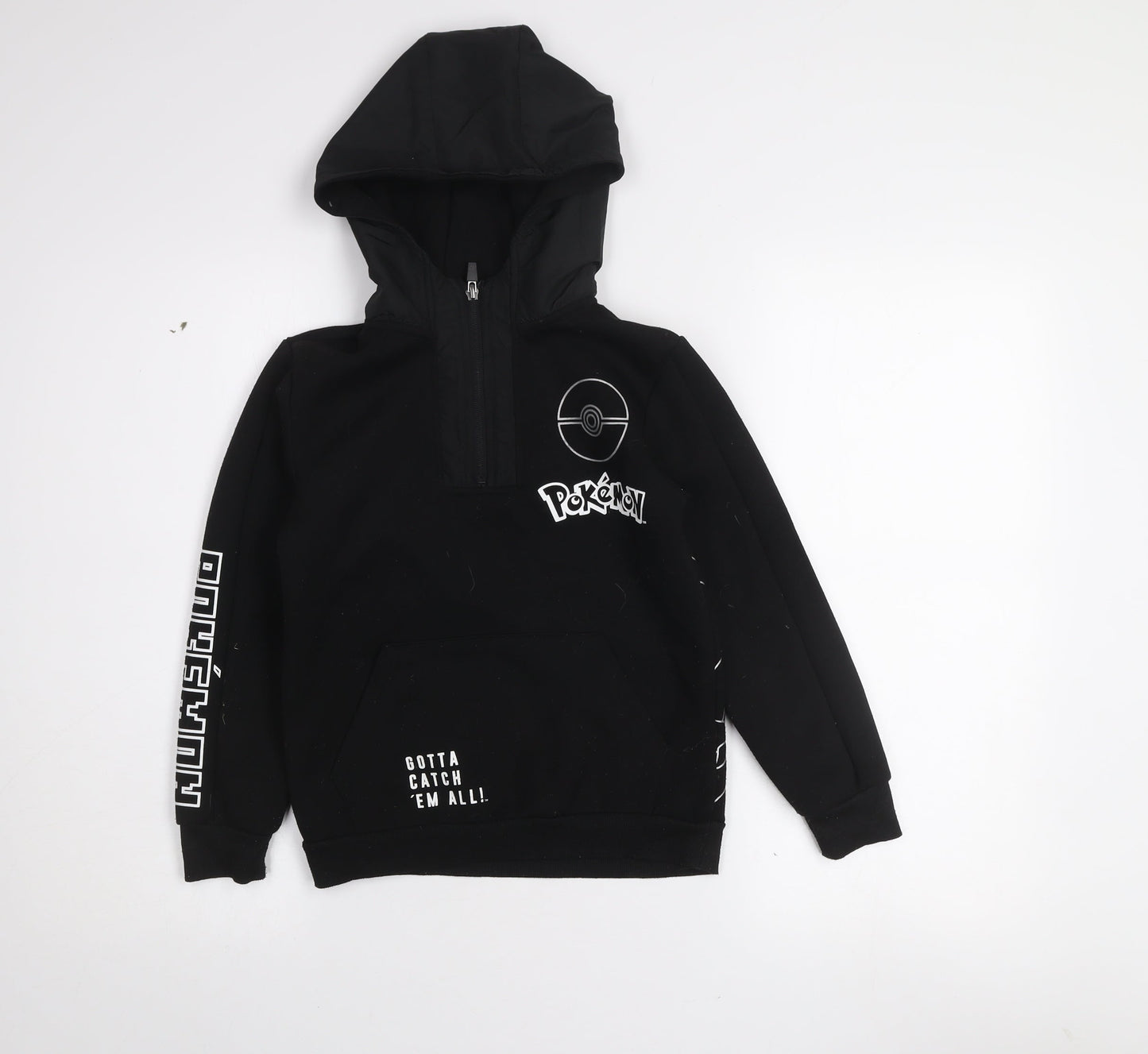 Pokémon Boys Black Charizard Half Zip Hoodie 8-9 Years 1/2 Zip Graphic Print