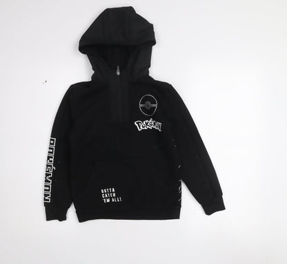 Pokémon Boys Black Charizard Half Zip Hoodie 8-9 Years 1/2 Zip Graphic Print