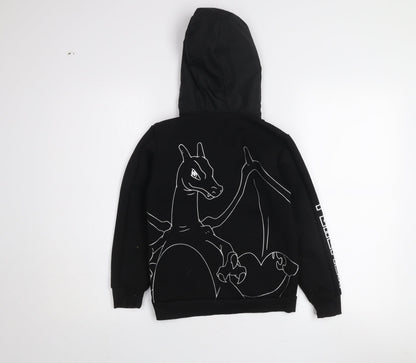 Pokémon Boys Black Charizard Half Zip Hoodie 8-9 Years 1/2 Zip Graphic Print