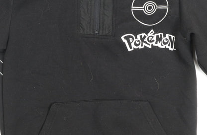 Pokémon Boys Black Charizard Half Zip Hoodie 8-9 Years 1/2 Zip Graphic Print