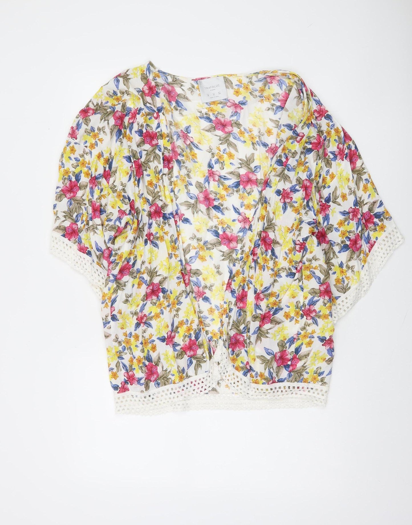 Zara Women Multicoloured Floral Lace Trim Cover Up Size 12