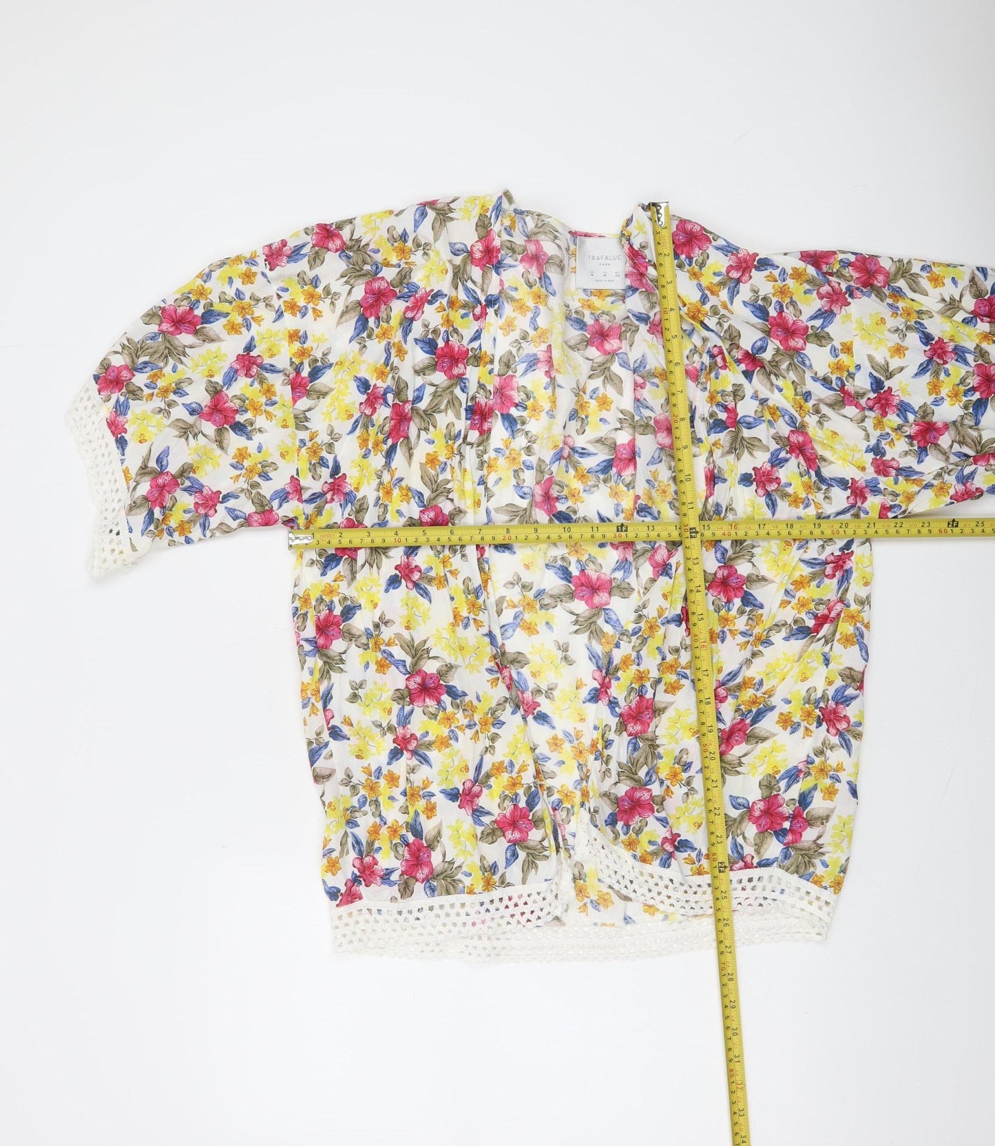 Zara Women Multicoloured Floral Lace Trim Cover Up Size 12
