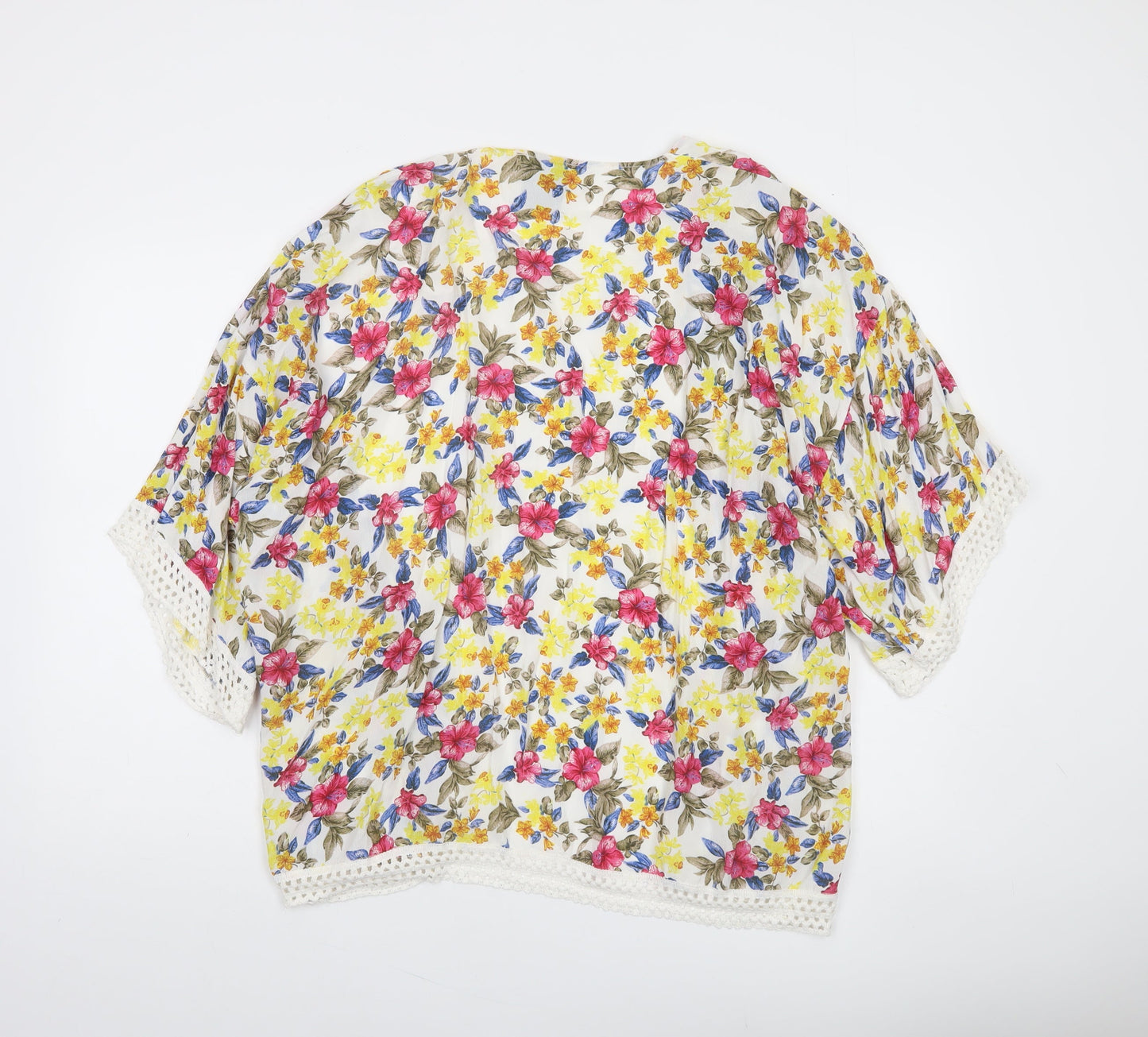 Zara Women Multicoloured Floral Lace Trim Cover Up Size 12