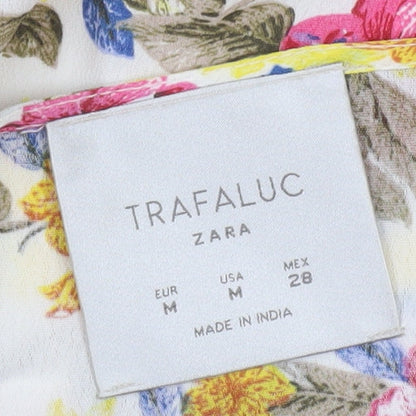 Zara Women Multicoloured Floral Lace Trim Cover Up Size 12