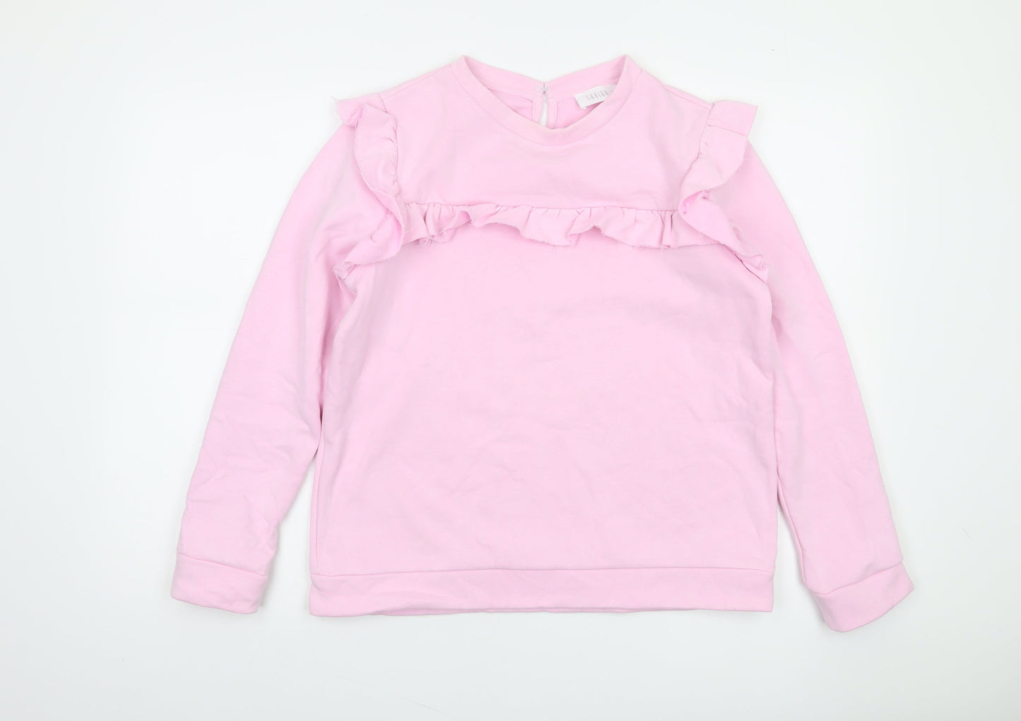 Savida Women Pink Ruffle Long Sleeve Pullover Sweatshirt M