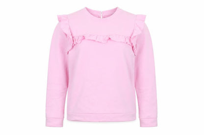 Savida Women Pink Ruffle Long Sleeve Pullover Sweatshirt M