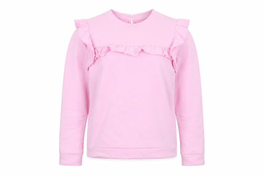 Savida Women Pink Ruffle Long Sleeve Pullover Sweatshirt M