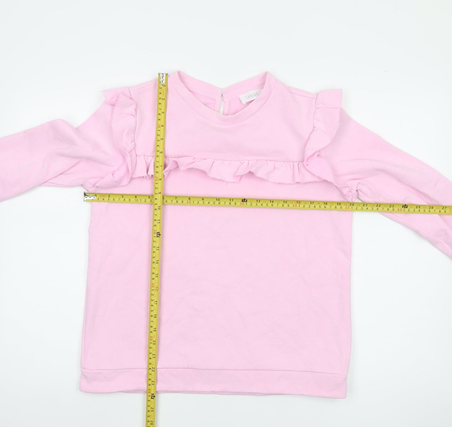 Savida Women Pink Ruffle Long Sleeve Pullover Sweatshirt M