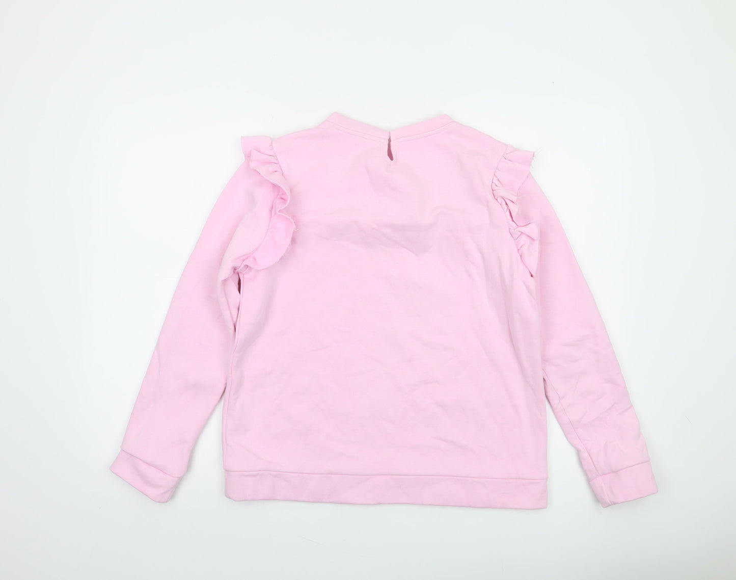Savida Women Pink Ruffle Long Sleeve Pullover Sweatshirt M