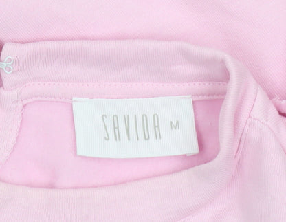 Savida Women Pink Ruffle Long Sleeve Pullover Sweatshirt M