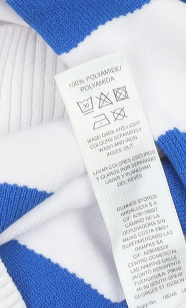 Savida Women's Blue White Striped Crew Neck Jumper XS