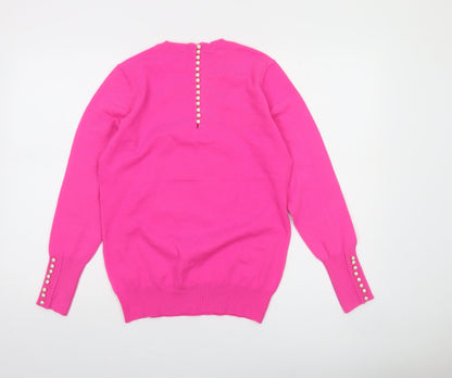 Savida Women's Pink Crew Neck Long Sleeve Jumper Size 10
