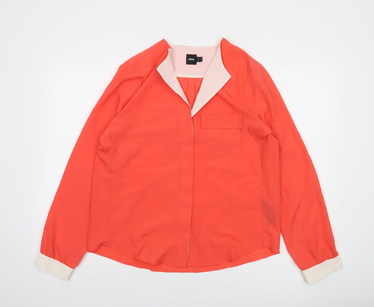 ASOS Women's Orange Long Sleeve Blouse Size 12 Polyester Casual Top