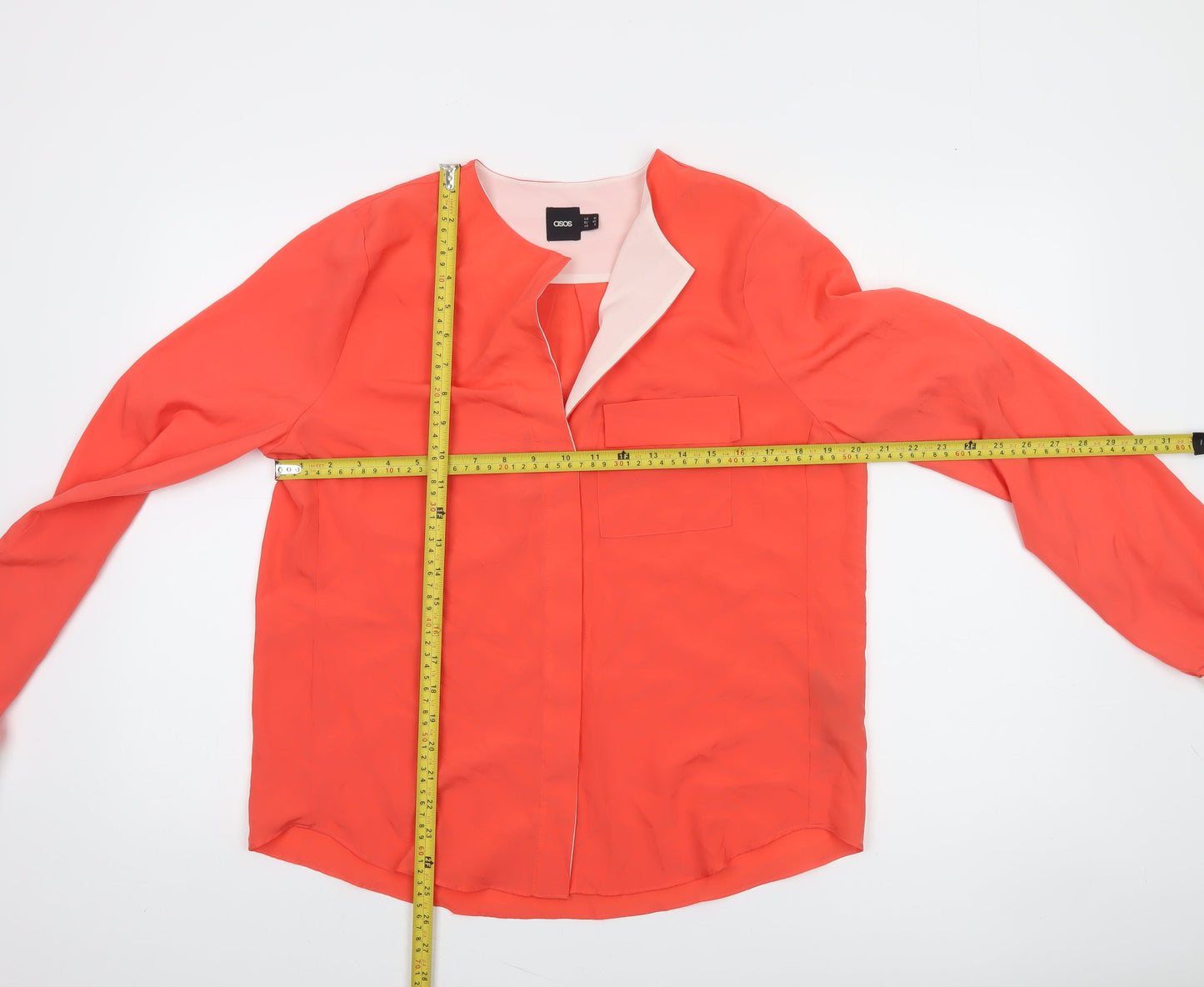 ASOS Women's Orange Long Sleeve Blouse Size 12 Polyester Casual Top