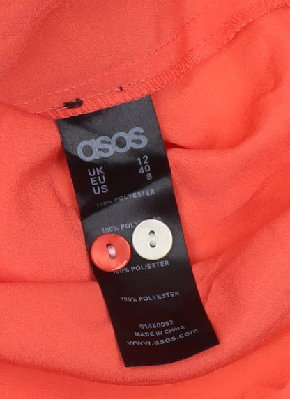 ASOS Women's Orange Long Sleeve Blouse Size 12 Polyester Casual Top