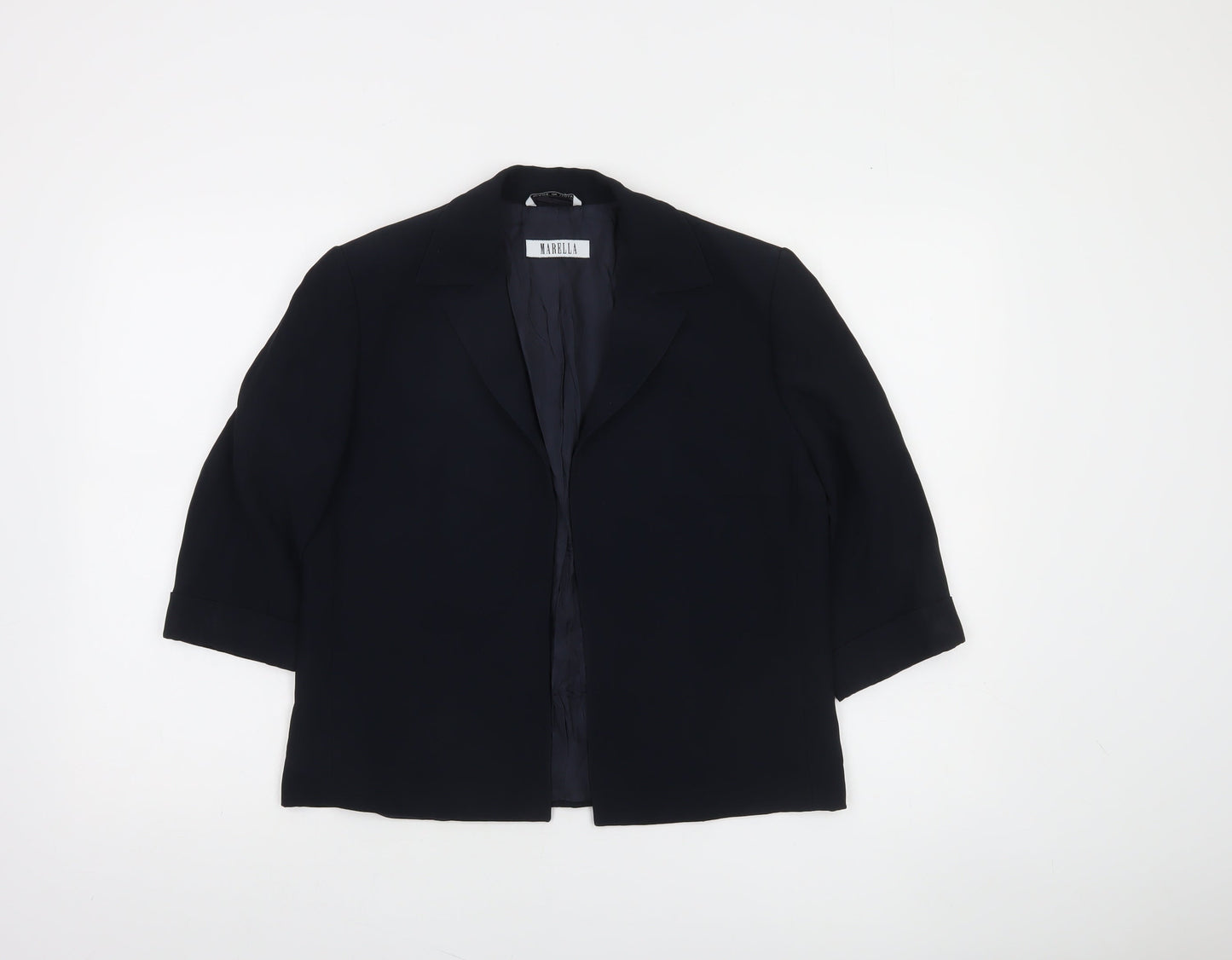 Marella Women's Black Regular Fit 3/4 Sleeve Lined Blazer Jacket UK 12
