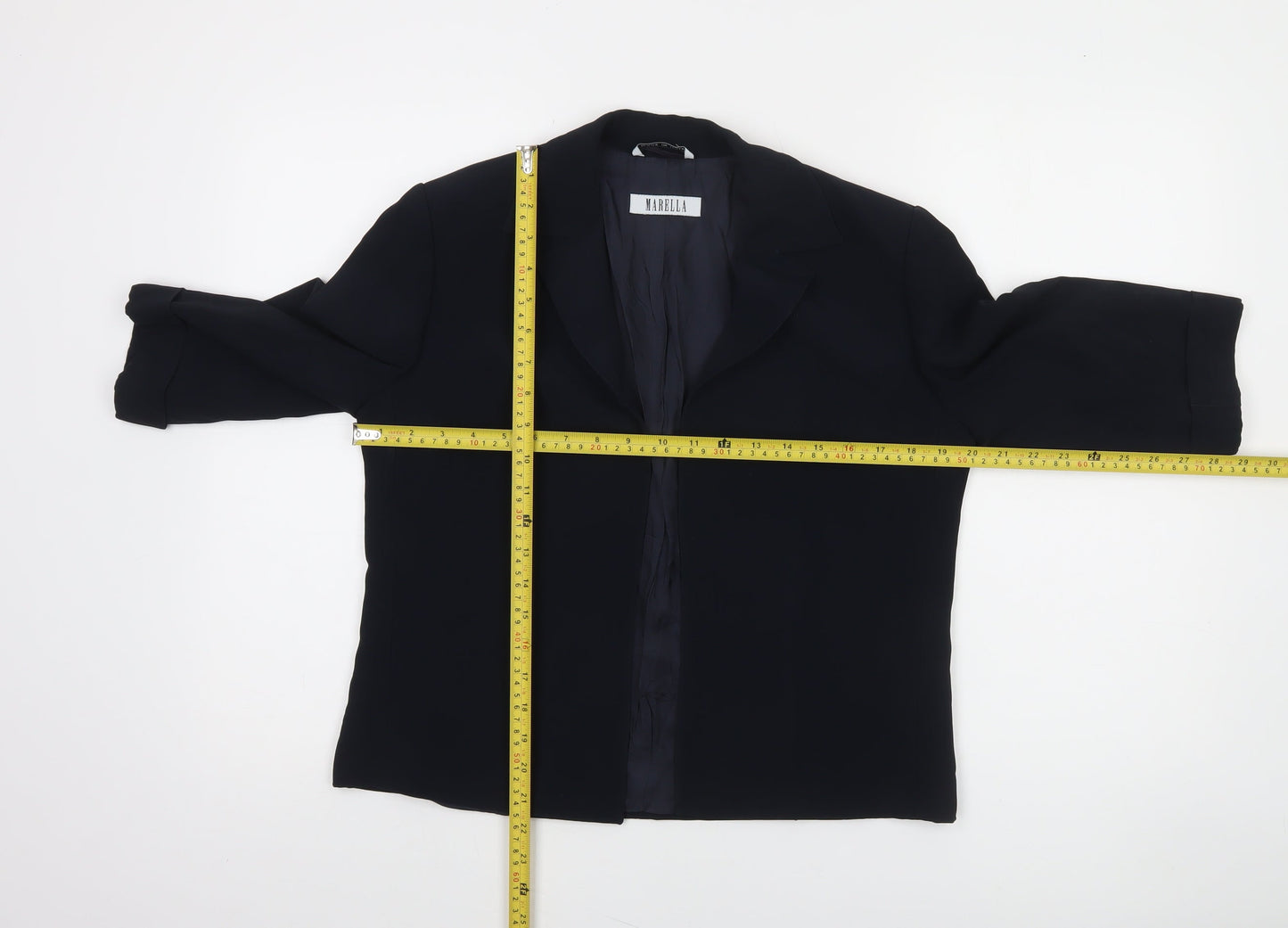 Marella Women's Black Regular Fit 3/4 Sleeve Lined Blazer Jacket UK 12